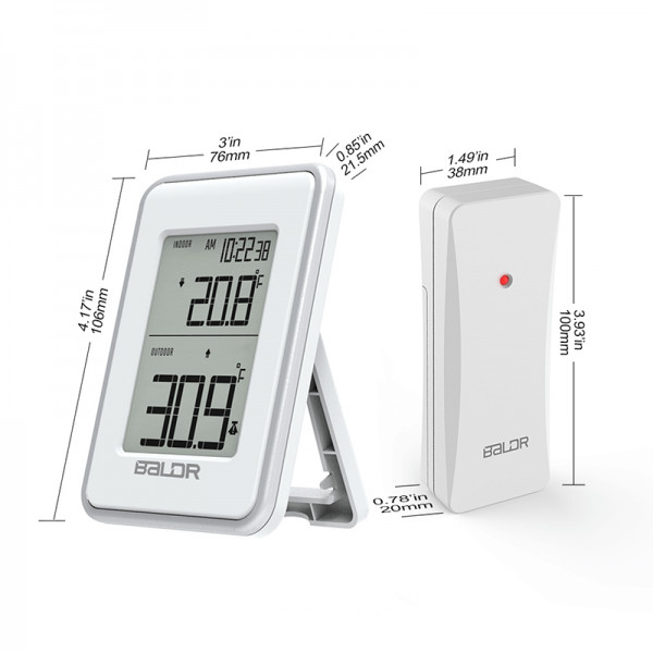 Statie meteo cu senzor extern, wireless, afisare temperatura interior / exterior, ora, alarma pentru temperaturi extreme, alb - 2 | YEO