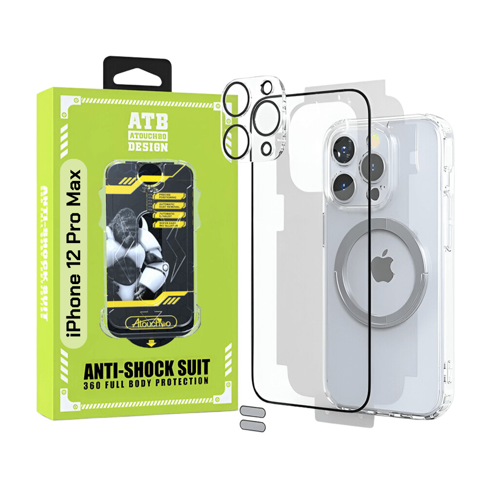 ATB Husa iPhone 12 Pro Max TPU Antisoc - Folie Sticla - Folie Spate - Protectie Camera - Inel Magnet