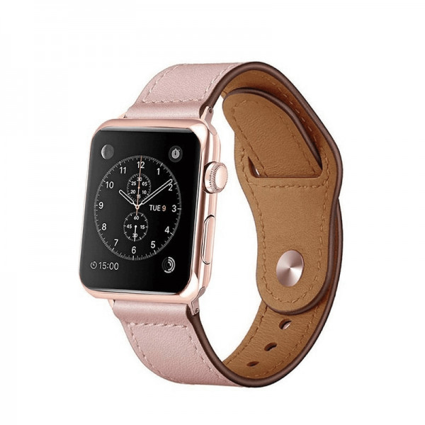 Curea din piele genuina pentru Apple Watch 1 / 2 / 3 / 4 / 5 series 38 / 40 mm, roz
