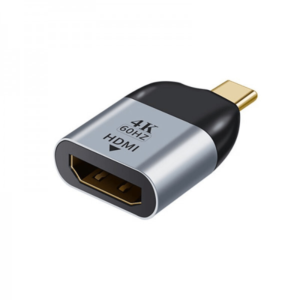 Mini convertor adaptor USB Type-C tata la HDMI mama, Ultra HD 4K, compact si portabil, negru-albastru