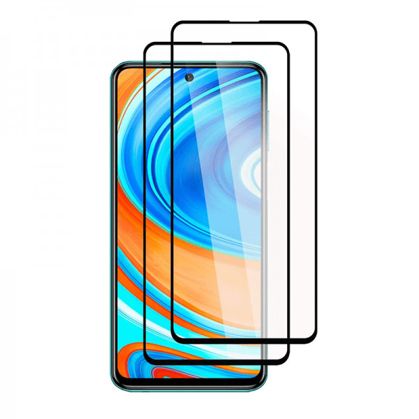 Set 2 folii protectie sticla securizata fullsize pentru Xiaomi Redmi Note 9S / Note 9 Pro, negru