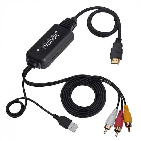 Cablu convertor 2m HDMI tata la AV / RCA ce suporta intrare 4K si iesire 1080P, negru