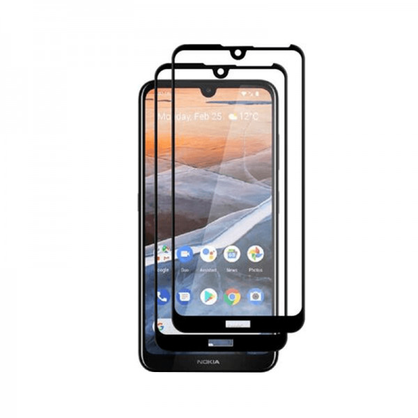 Set 2 folii protectie sticla securizata fullsize pentru Nokia 3.2, negru