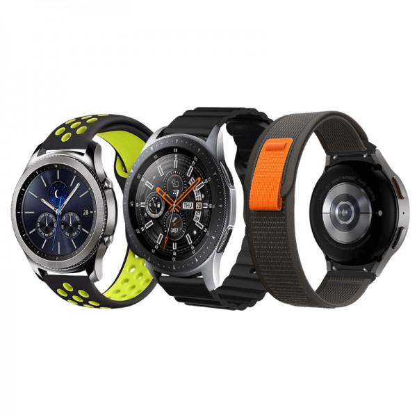 Set 3 curele pentru ceas, 22 mm, pentru Galaxy Watch 3 45mm, Gear S3 Frontier, Huawei Watch GT 3, Huawei Watch GT 2 46mm, Huawei Watch GT, silicon, nylon, negru, verde, portocaliu