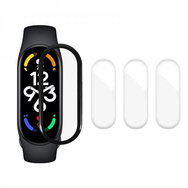 Set 3 folii de protectie ecran pentru Xiaomi Mi Band 7 din Hidrogel rezistent la zgarieturi, transpa