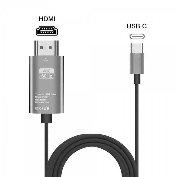 Cablu convertor USB 3.1 Type-C la HDMI 2.0 4K@60Hz, HDCP 2.2, RGB 4:4:4, HDR10, carcasa aluminiu, 1.8m