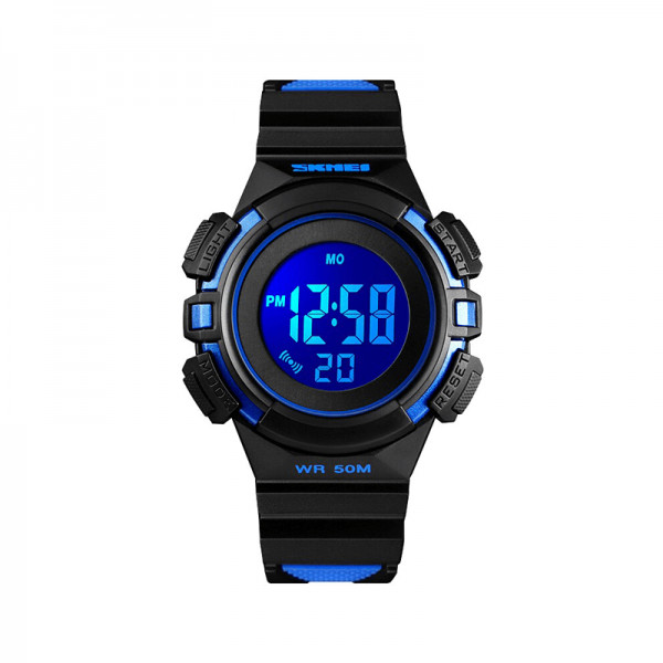 Ceas de copii sport SKMEI 1485 waterproof 5ATM cu alarma, cronometru, data si iluminare ecran, albastru