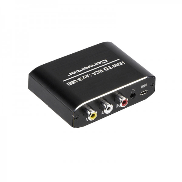 Convertor din semnal HDMI in AV/RCA, jack audio 3.5mm, output USB 5V si switch format PAL/NTSC