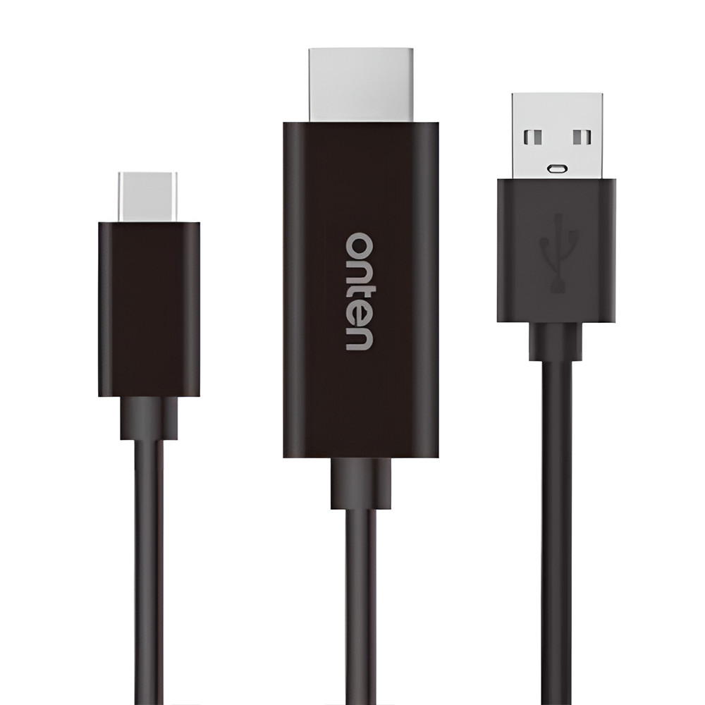 ONTEN Cablu USB C - HDMI, adaptor USB Type-C 3.1 la HDMI 4K@30Hz, cu cablu de incarcare USB, compatibil cu MacBook, iMac, Samsung, HP, ASUS, Huawei, audio/ video, negru
