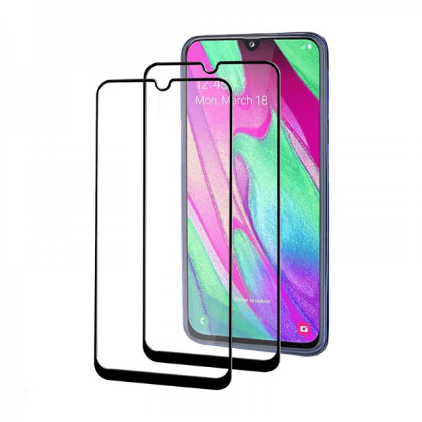 Set 2 folii protectie sticla securizata fullsize pentru Samsung Galaxy A40, negru