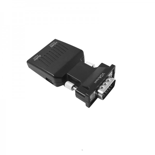 Adaptor VGA tata la Hdmi mama convertor cu audio ce suporta semnal 1080P mufa argintie, negru