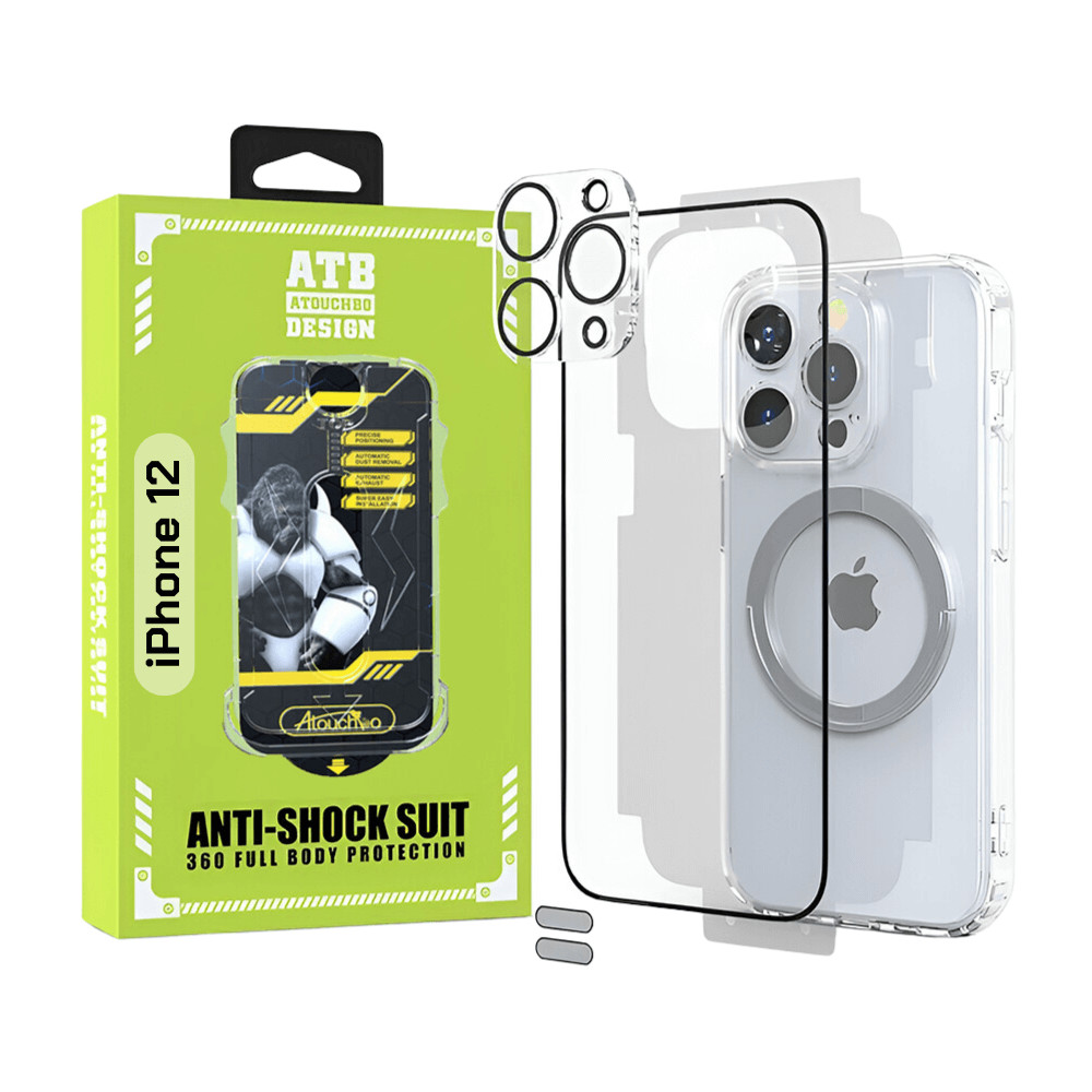 ATB Husa iPhone 12 TPU Antisoc - Folie Sticla - Folie Spate - Protectie Camera - Inel Magnetic - Sti