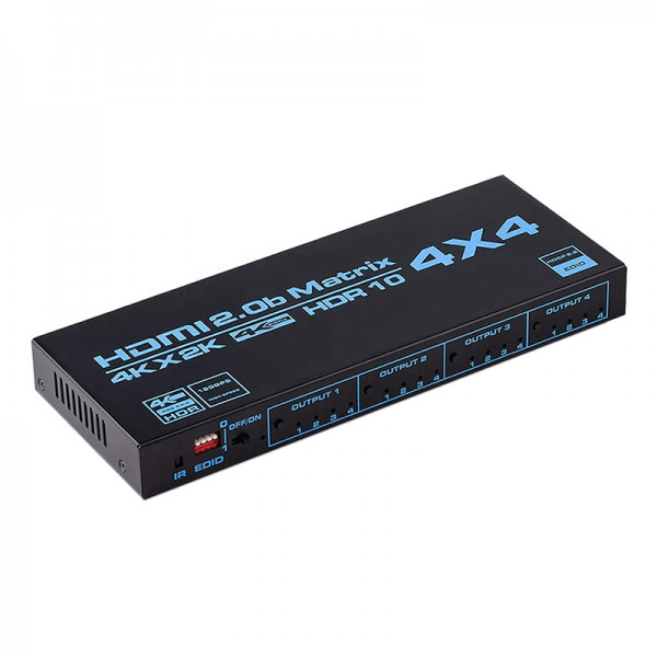 Switch HDMI 2.0b HDCP 2.2 MATRIX 4k 60Hz, 4in 4out, 18Gbps, EDID, cu telecomanda IR