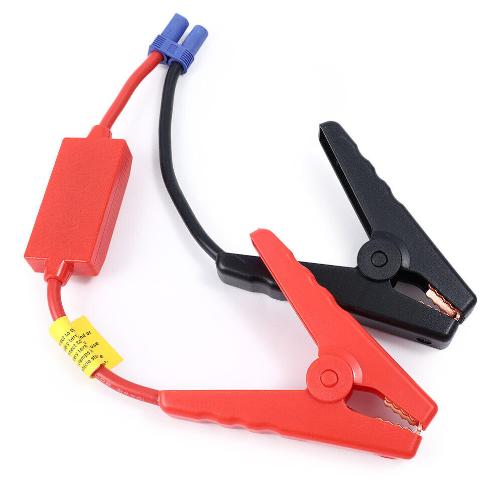 Cabluri de pornire pentru starter/ redresor auto 12V, conector EC5, cleste crocodil, 32 cm, negru-rosu