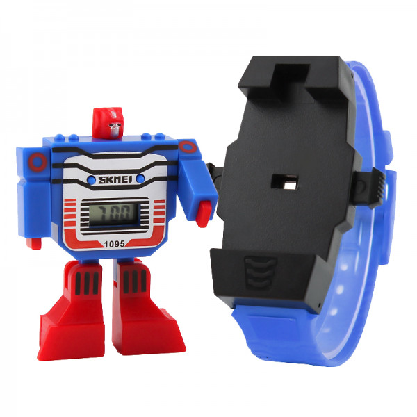 Ceas Skmei 1095 pentru copii transformers cartoon detasabil cu data si calendar complet, albastru