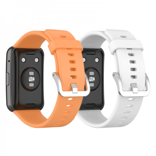 Set 2 curele pentru Huawei Watch Fit 1, bratara smartwatch din silicon, portocaliu, alb