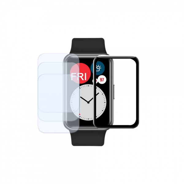 Set 4 folii de protectie ecran pentru Huawei Watch Fit 2, 3 folii transparente din hidrogel + 1 foli