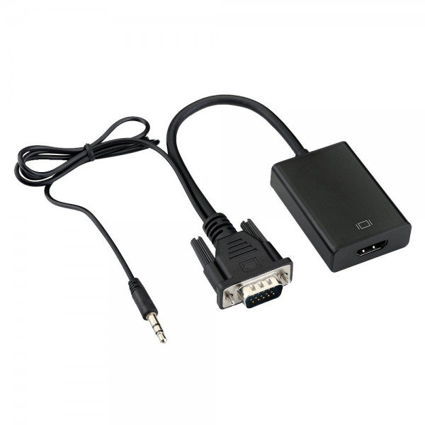 Convertor adaptor VGA tata la Hdmi mama cu audio si cablu micro usb, negru