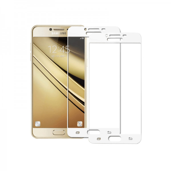 Set 2 folii protectie sticla securizata fullsize pentru Samsung Galaxy C5 / C5 Pro, alb