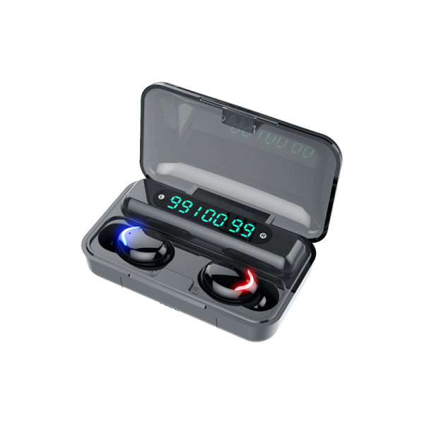 Casti wireless TWS F9-5C, cu microfon si carcasa tip power bank, touch control, Bluetooth 5.0, water