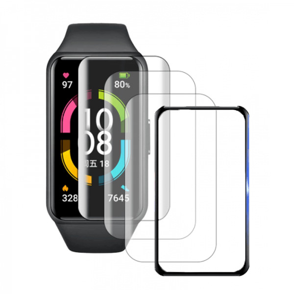 Folie de protectie ecran fullsize pentru Huawei Band 7 / Honor Band 7, curbata 3D, negru + 3 folii d