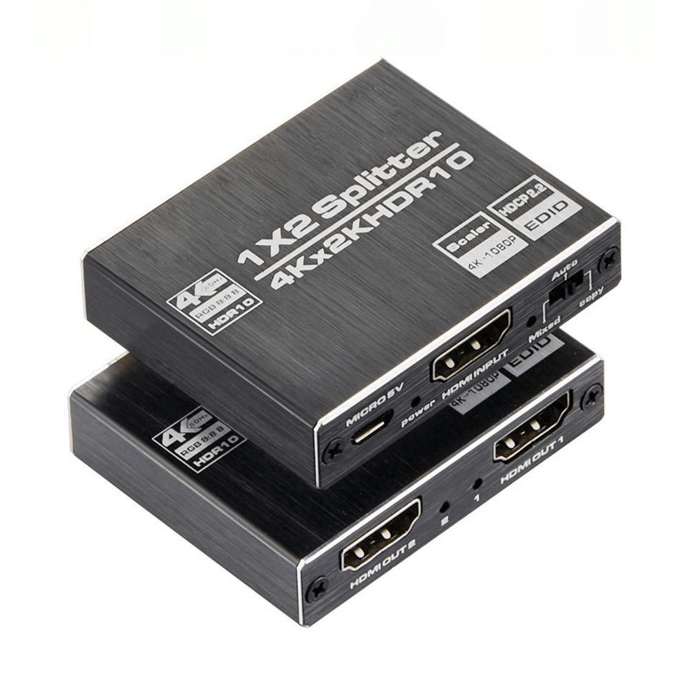 Splitter 2 in 1 HDMI v2.0 4K@60Hz HDR, RGB 4:4:4, 3D cu HDCP 2.2 si EDID, negru