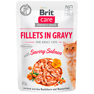 Brit Care Cat Fillets in Gravy With Savory Salmon 85 g Brit Care imagine 2022