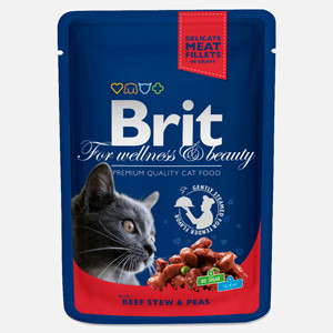 Brit Premium Cat plic cu carne de vita si mazare 100 gr Brit imagine 2022