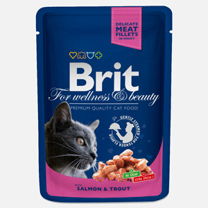 Brit Premium Cat plic cu carne de somon si pastrav 100 gr Brit imagine 2022