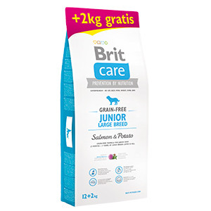 Brit Care Grain-Free Junior Large Breed Salmon and Potato 12 kg plus 2 kg Brit Care imagine 2022