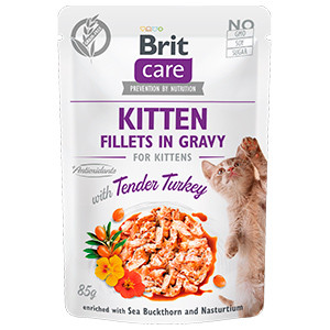 Brit Care Cat Kitten Fillets in Gravy With Tender Turkey 85 g Brit Care imagine 2022