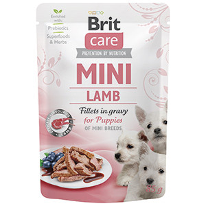Brit Care Dog Mini Puppy Lamb Fillets in Gravy 85 g Brit Care imagine 2022