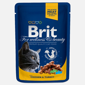Brit Premium Cat plic cu carne de pui si curcan 100 gr Brit imagine 2022