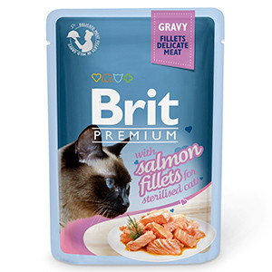 Brit Cat Delicate Salmon in Gravy For Sterilised 85 g Brit imagine 2022