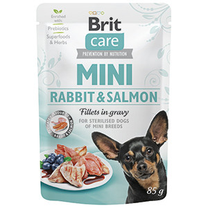 Brit Care Dog Mini Rabbit and Salmon Fillets in Gravy 85 g Brit Care imagine 2022