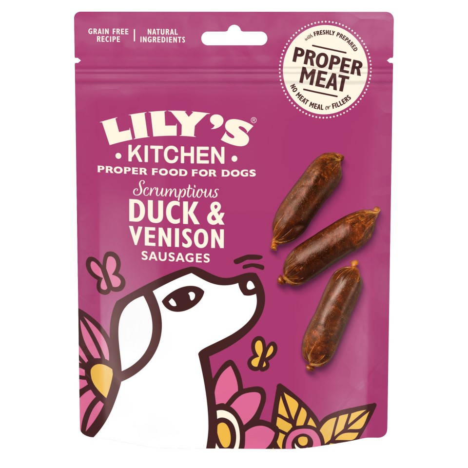 Recompense pentru caini Lily’s Kitchen Scrumptious Duck and Venison Sausages 70g Lily's Kitchen imagine 2022