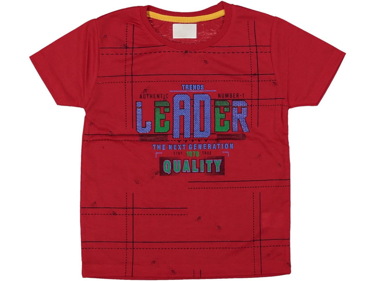 Tricou LEADER pentru baieti, 100% Bumbac Rosu, 8-12 ani