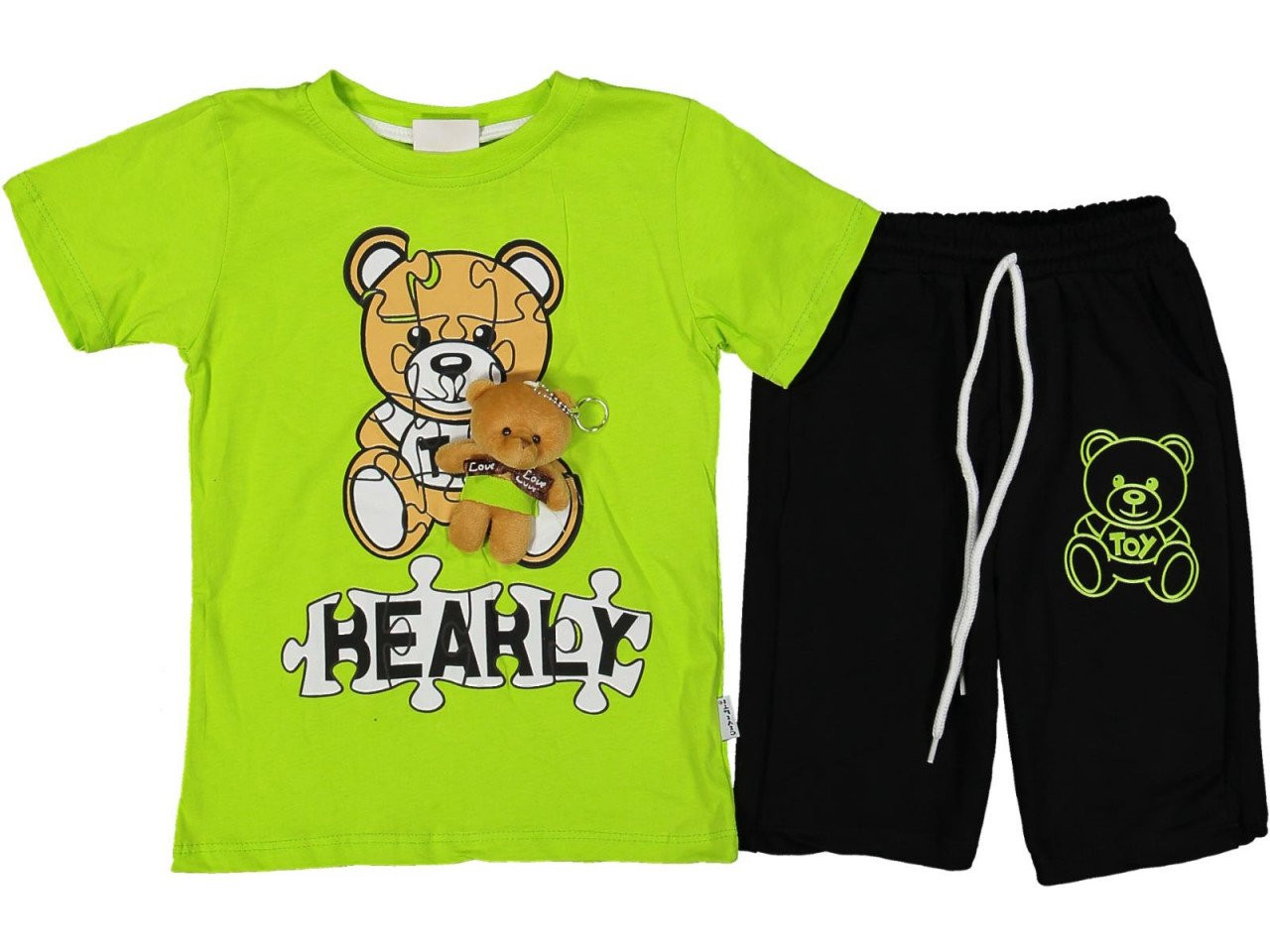 Compleu Verde, Bearly, 2 Piese, 100% Bumbac, Pentru Baietei, 3-6 ani