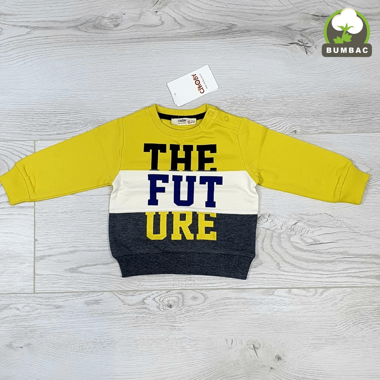 Bluza copii the future, bumbac, galben, 9-36 luni