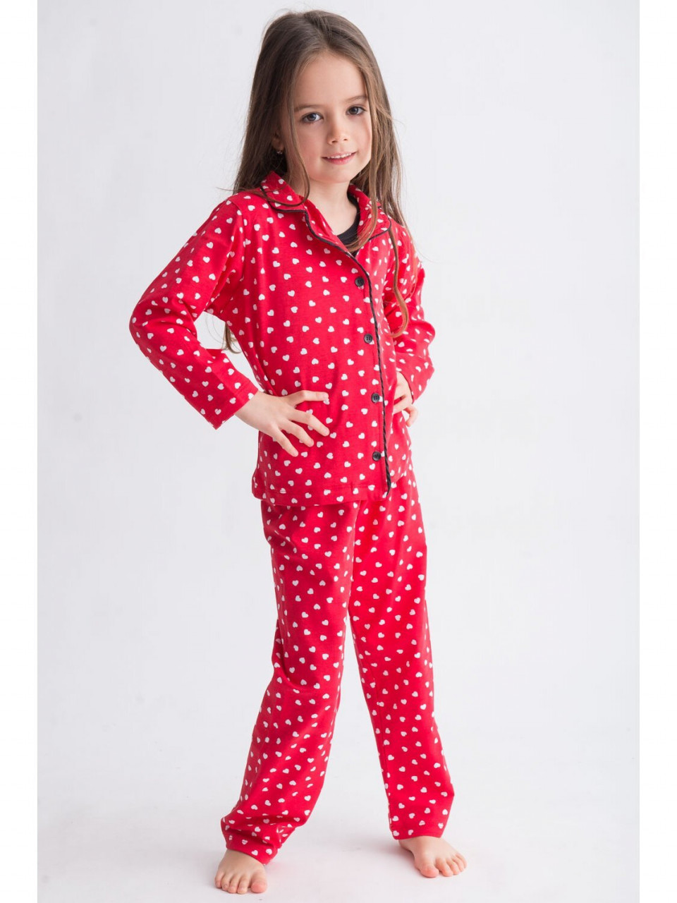 Pijama copil rosie cu buline