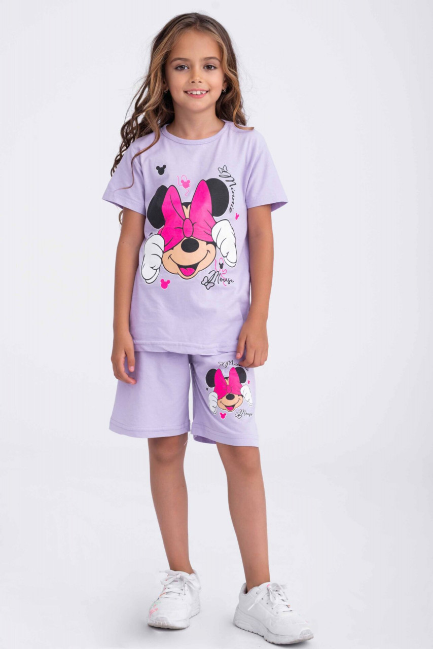 Compleu din bumbac lila cu animatie Disney Minnie