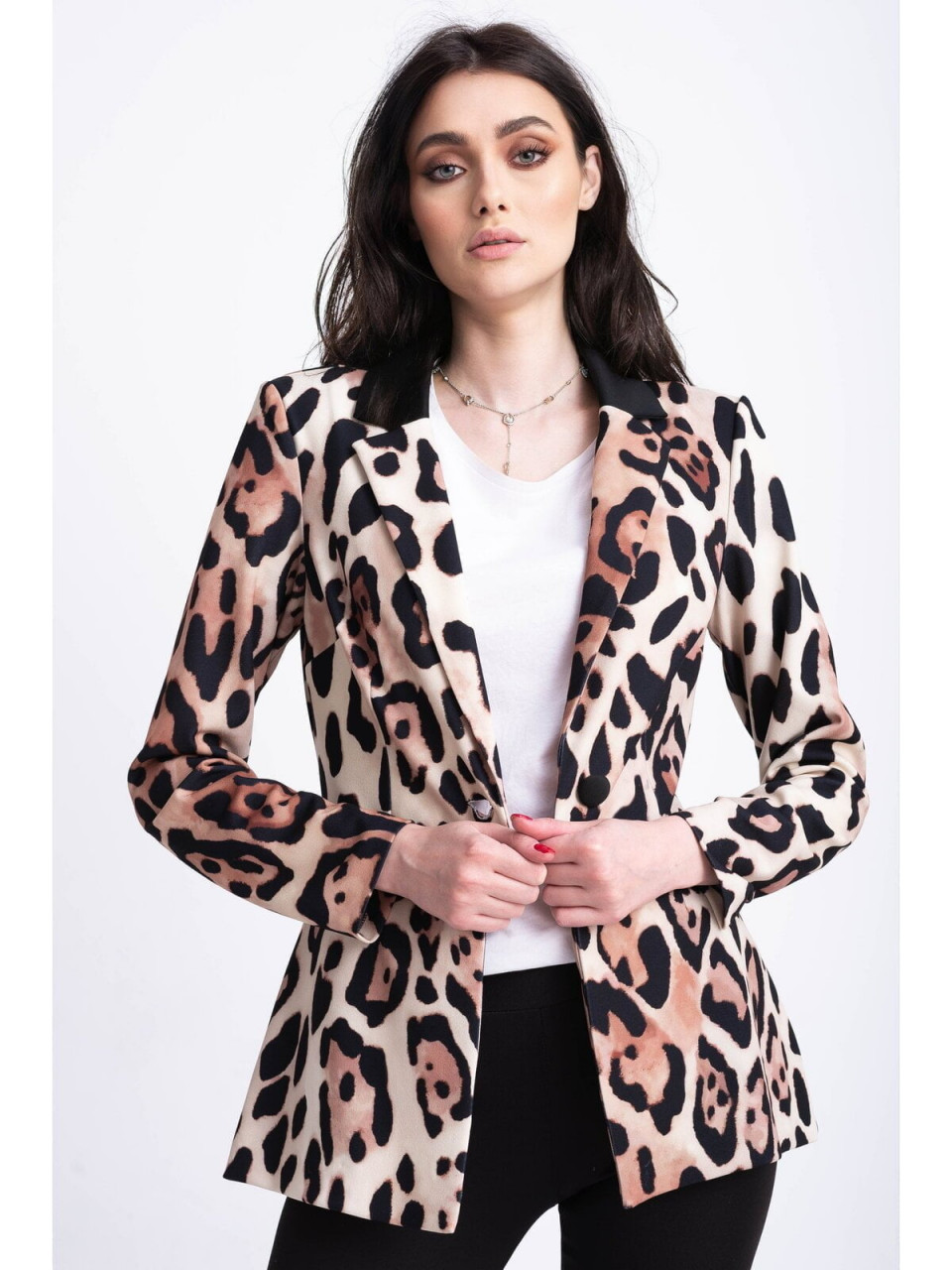 Sacou dama cambrat cu model animal print