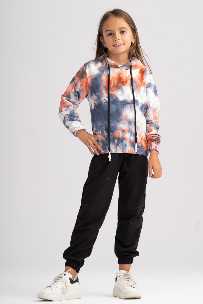 Trening pentru fete din bumbac bicolor model tie dye