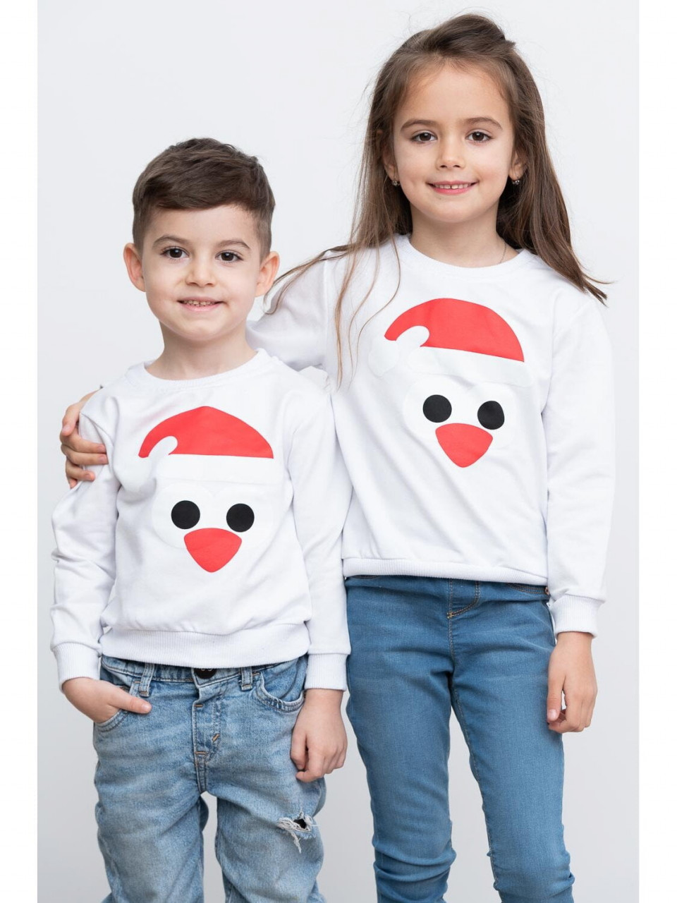 Bluza Copii din Bumbac cu Maneca lunga si Imprimeu cu Pinguin Alb