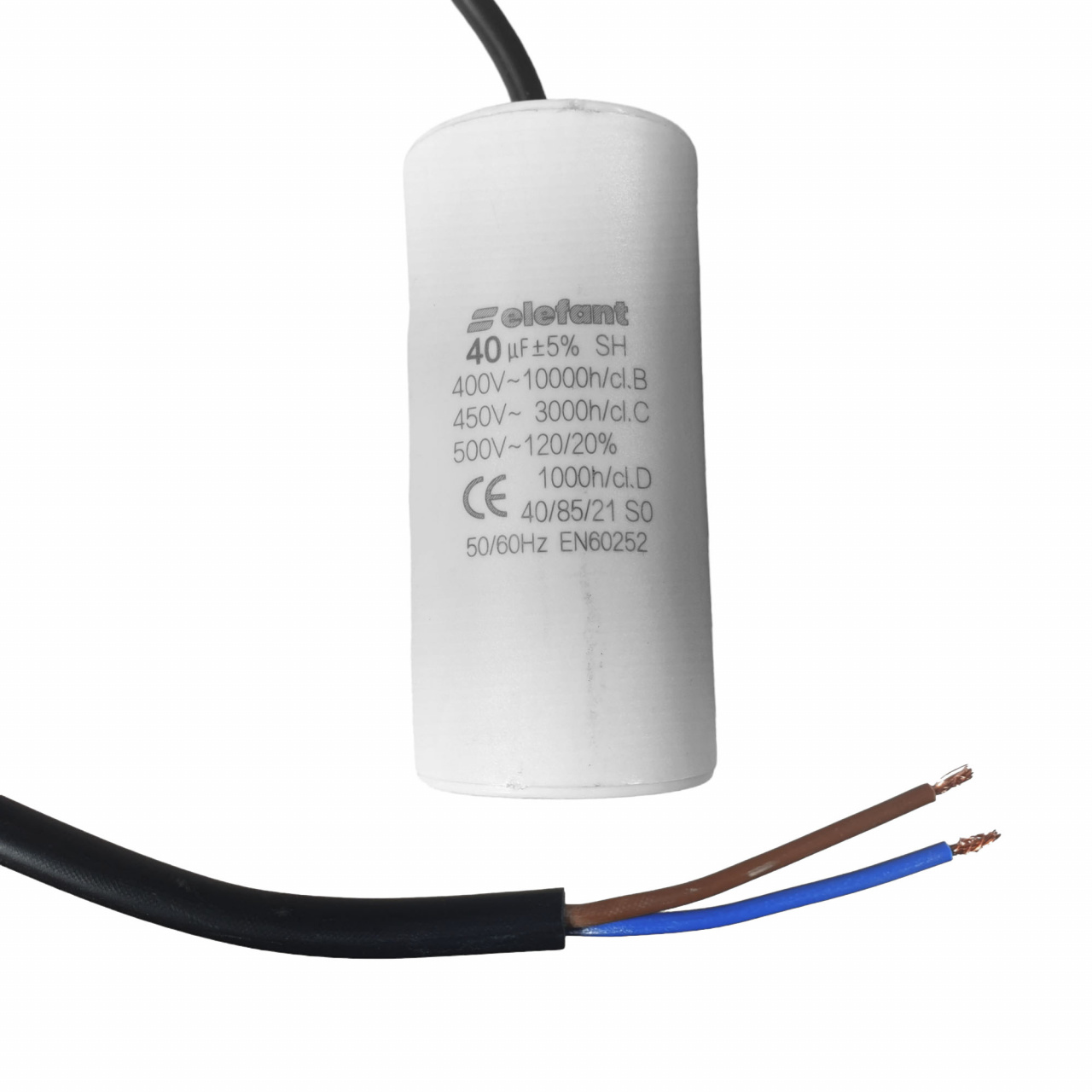 Condensator cu fire CBB60 40µF 45x95mm 450V, Elefant