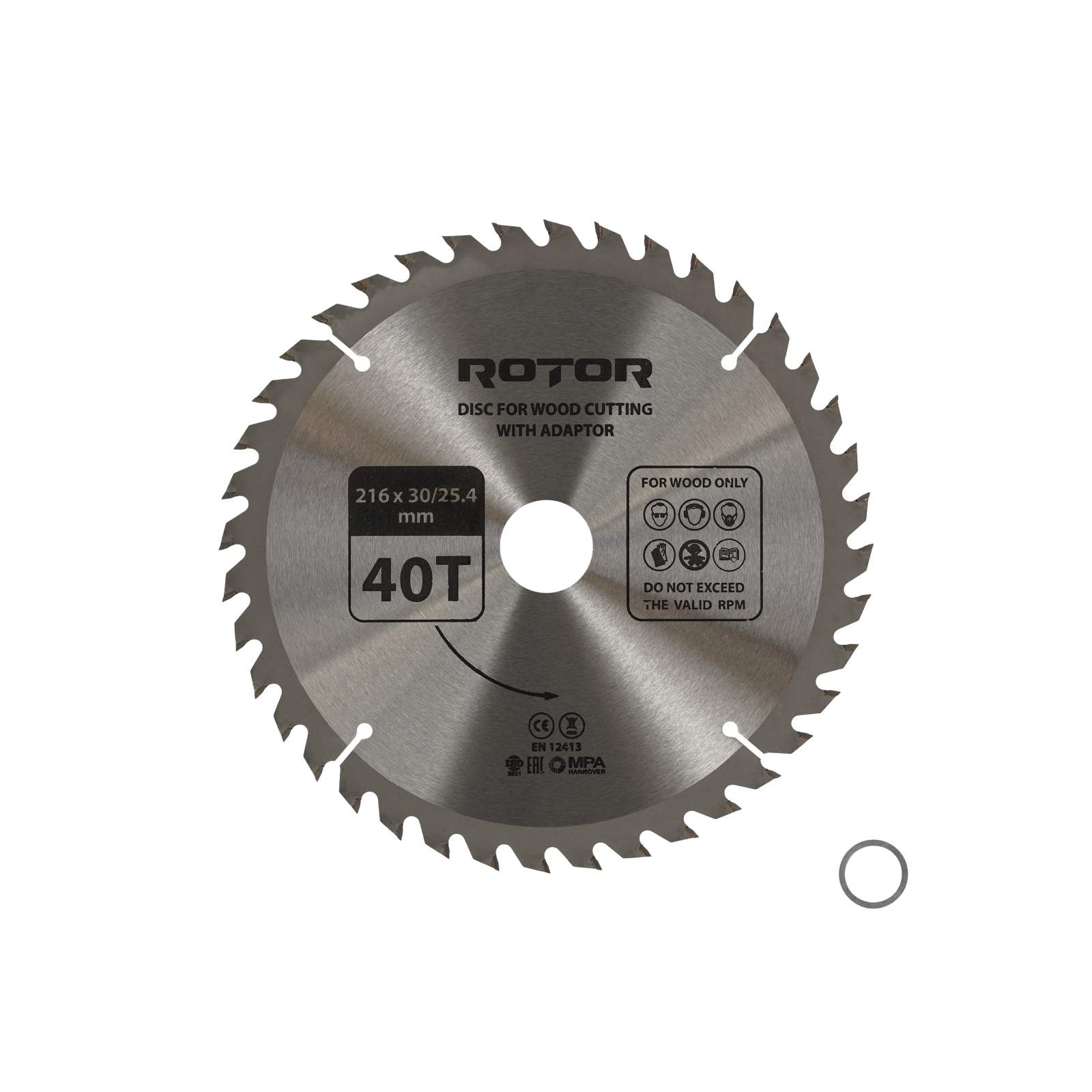 Disc taiat lemn ROTOR 216*30/25,4 cu adaptor 40T
