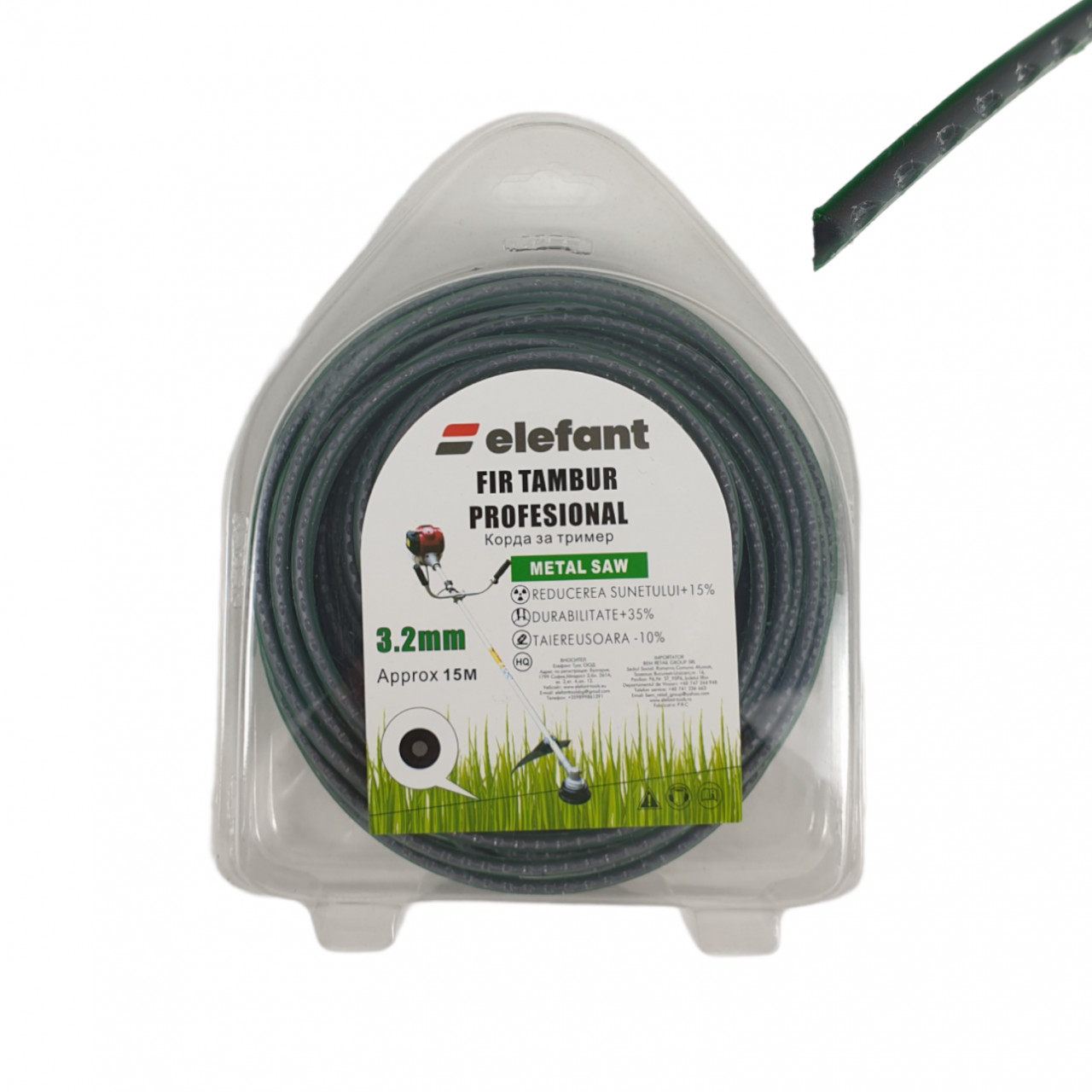 FIR TAMBUR (METAL SAW GREEN) 3.2mm x 15m, Elefant