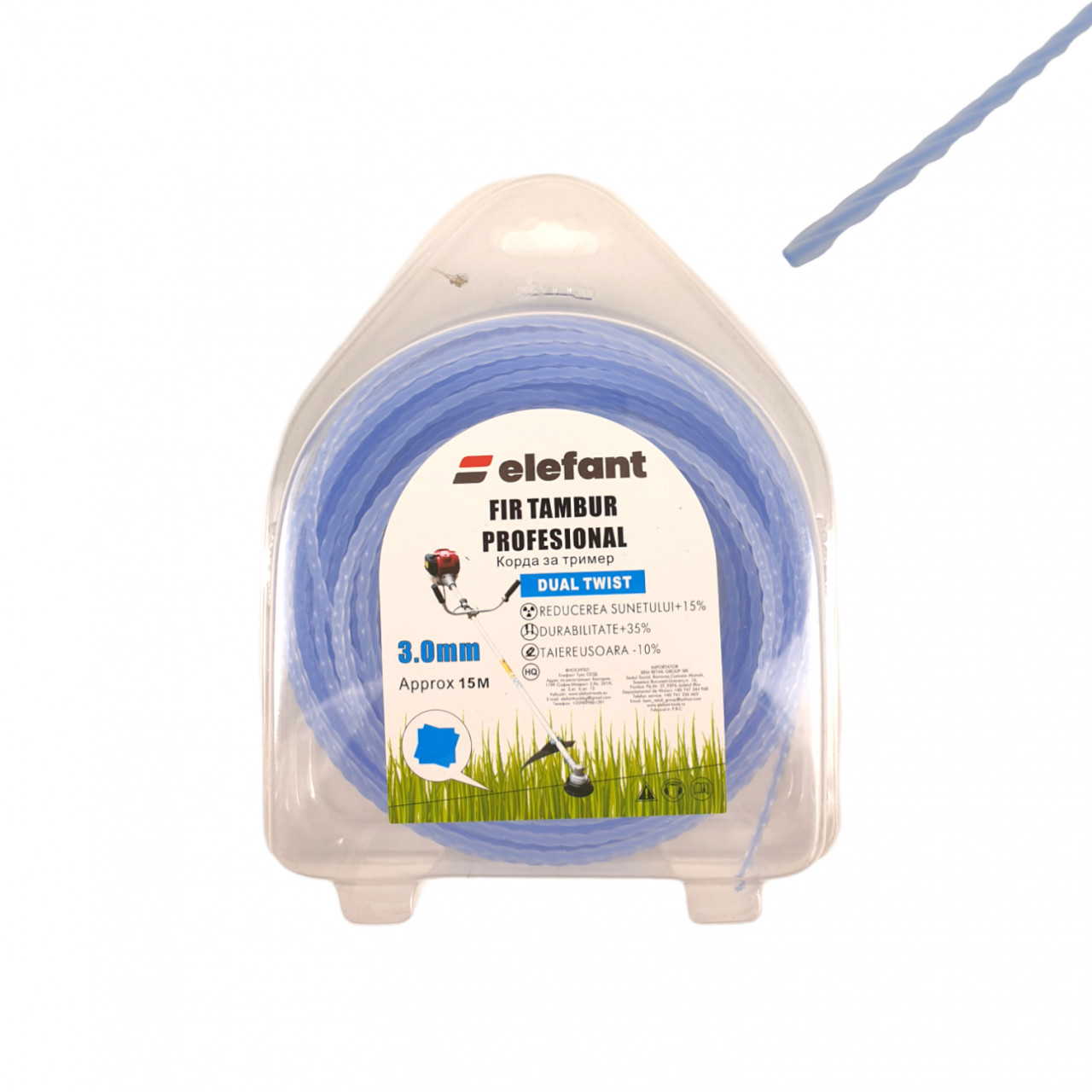 FIR TAMBUR (PATRAT DUAL TWIST BLUEMARINE) 3.0mm x 15m, Elefant