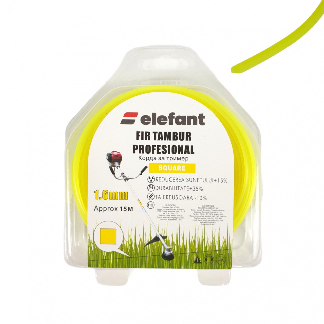 FIR TAMBUR (PATRAT YELLOW) 1.6 mm x 15m, Elefant