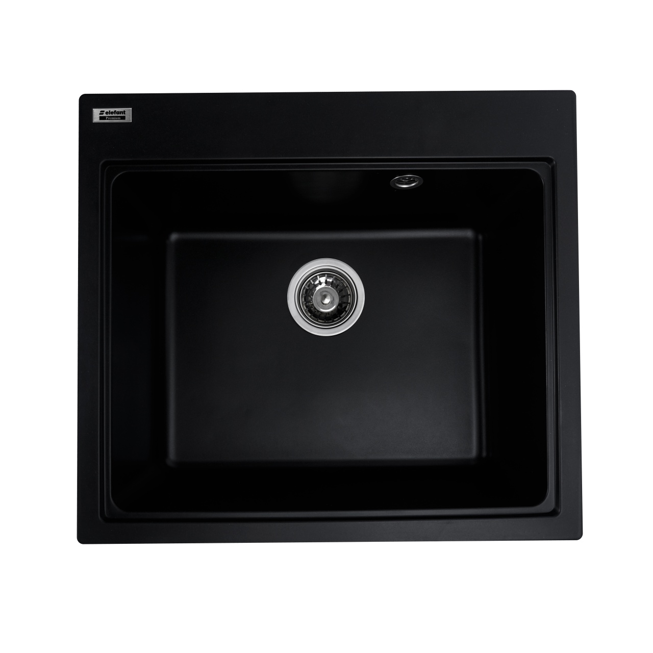 Chiuvetă din compozit de granit pentru bucătărie ELEFANT PREMIUM 5852 VESTA Negru, 580 x 518 mm